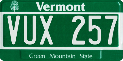 VT license plate VUX257
