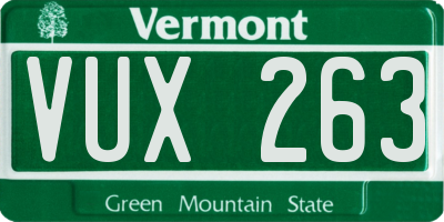 VT license plate VUX263