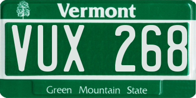 VT license plate VUX268