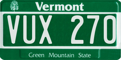 VT license plate VUX270