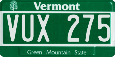 VT license plate VUX275