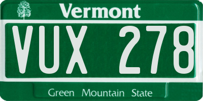 VT license plate VUX278