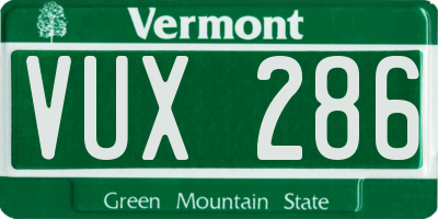 VT license plate VUX286