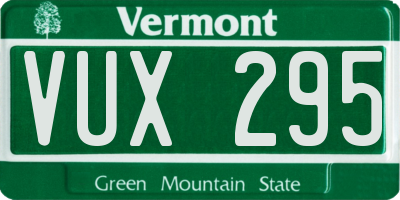 VT license plate VUX295