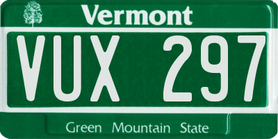 VT license plate VUX297