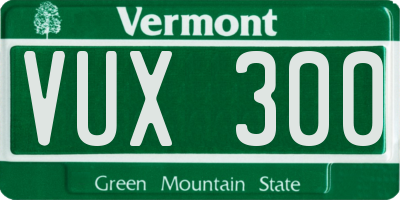 VT license plate VUX300