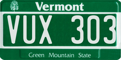 VT license plate VUX303
