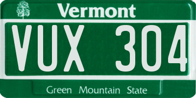 VT license plate VUX304