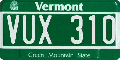 VT license plate VUX310
