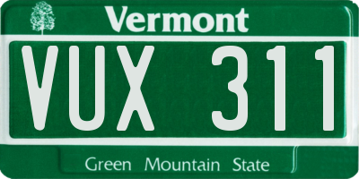 VT license plate VUX311