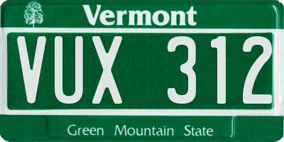 VT license plate VUX312