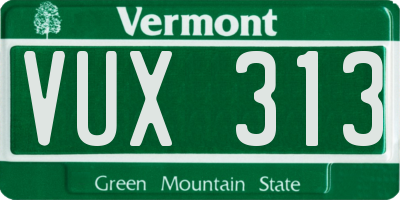 VT license plate VUX313