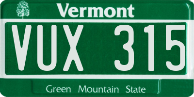 VT license plate VUX315
