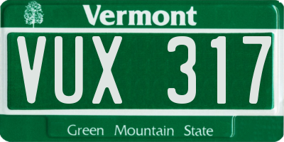VT license plate VUX317