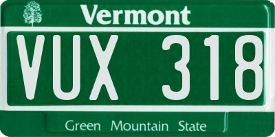 VT license plate VUX318