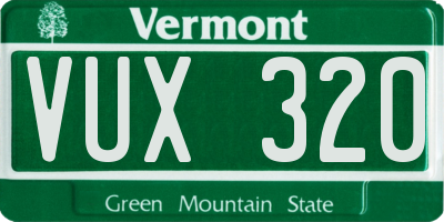VT license plate VUX320