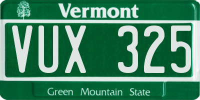 VT license plate VUX325