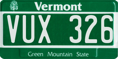 VT license plate VUX326