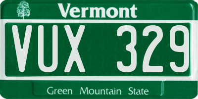 VT license plate VUX329