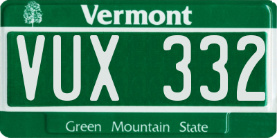VT license plate VUX332