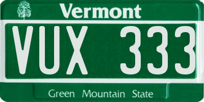 VT license plate VUX333