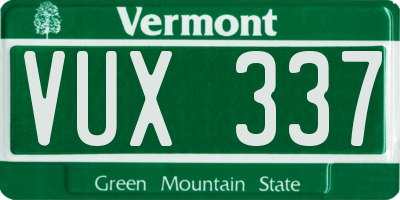 VT license plate VUX337