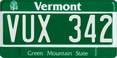 VT license plate VUX342
