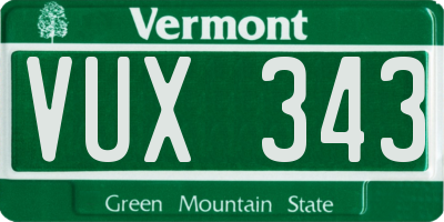 VT license plate VUX343