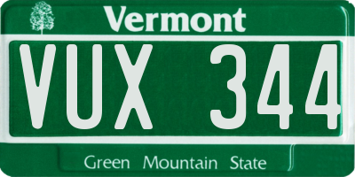 VT license plate VUX344