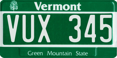 VT license plate VUX345