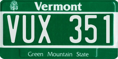 VT license plate VUX351