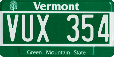 VT license plate VUX354