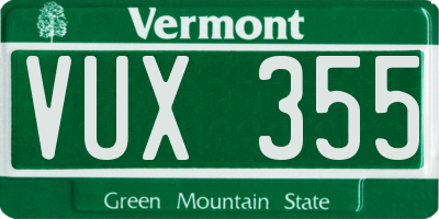 VT license plate VUX355