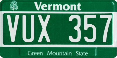VT license plate VUX357