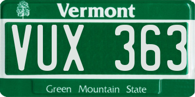 VT license plate VUX363