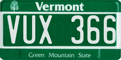 VT license plate VUX366