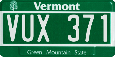 VT license plate VUX371