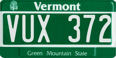 VT license plate VUX372