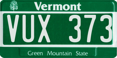 VT license plate VUX373