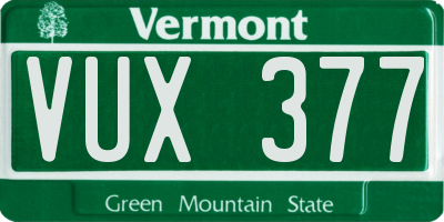 VT license plate VUX377