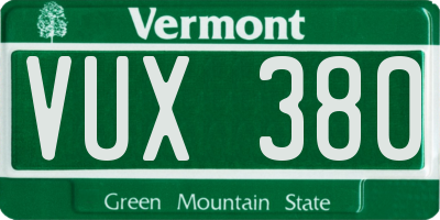VT license plate VUX380