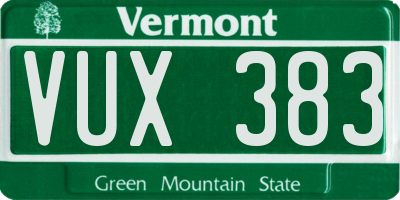 VT license plate VUX383