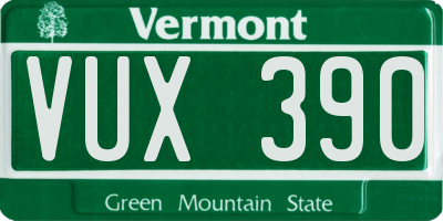VT license plate VUX390