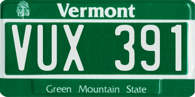VT license plate VUX391