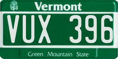 VT license plate VUX396