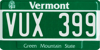 VT license plate VUX399
