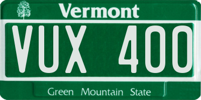 VT license plate VUX400