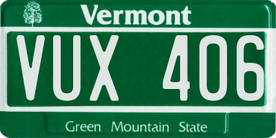 VT license plate VUX406