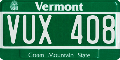 VT license plate VUX408