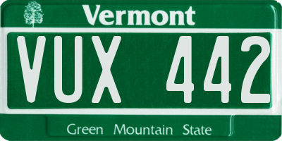 VT license plate VUX442